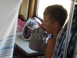 on a Super train (such that still circulate in the ex USSR) - Maxim and Serezha from Siberia