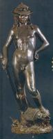 Donatello (David, ca. 1430) - exhibited in Florence, Bargello, replicas in various museums worldwide (Pushkin Museum, Moscow; Victoria & Albert Museum, London; Royal Botanic Gardens, Kew, Surrey UK)