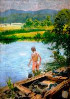 Loukota, Josef (1879 - 1967, Czech), boy at pond, 1911
