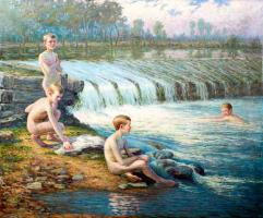 Barta, Josef (1864 - 1919, Czech painter), boys bathing, 1908