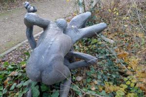 Unknown Sculptors (Germany, Eisenhuettenstadt, ex Stalinstadt) - TWO BOYS WRESTLING, may be Sigfried Krepp