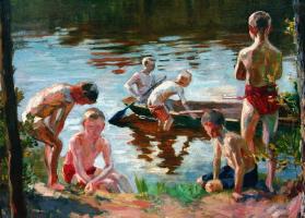 Vogel, Heinrich Max (born in 1871) - boys bathing