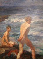 Delvin, Jean-Joseph (1853 - 1922) Belgium - boys bathing