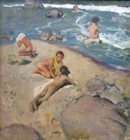 Unknown Soviet Artist - Boys at a Beach