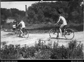 James, William (Cycling beside Don River, between Don Mills Road and Leslie, Toronto, c. 1912)