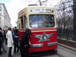 Парад исторических трамваев на Чистых прудах, апрель 2018